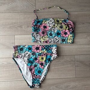 Salt + Cove High Wasited Swim Suit- Floral- Womens L